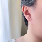 گوشواره تک نگین گرد استیل