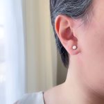 گوشواره تک نگین گرد استیل