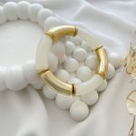 دستبند النگویی (بنگل) رزینی کشی سفید صدفی