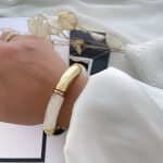 دستبند النگویی (بنگل) رزینی کشی سفید صدفی
