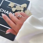 انگشتر جواهری پروانه های صورتی نگیندار