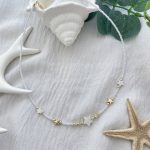 گردنبند مهره ای سفید با پلاک ستاره