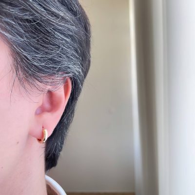 گوشواره حلقه ساده آینه ای پهن لبه گرد ژوپینگ