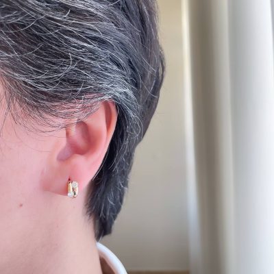 گوشواره حلقه‌ای دو نگین ژوپینگ