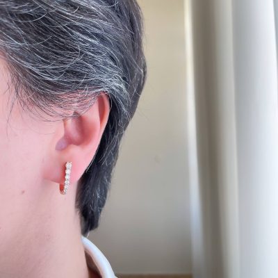 گوشواره حلقه ای نگین خطی ژوپینگ