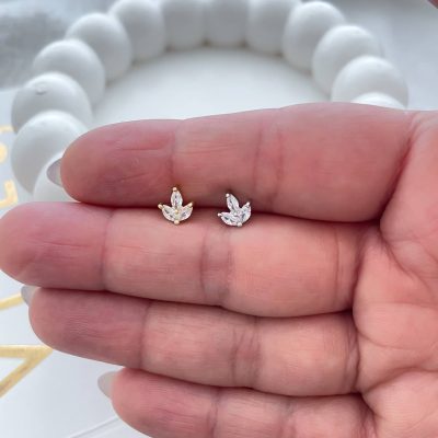 پیرسینگ گوش جواهری لاله نگیندار استیل