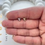 پیرسینگ گوش جواهری پروانه کوچک تک نگین استیل