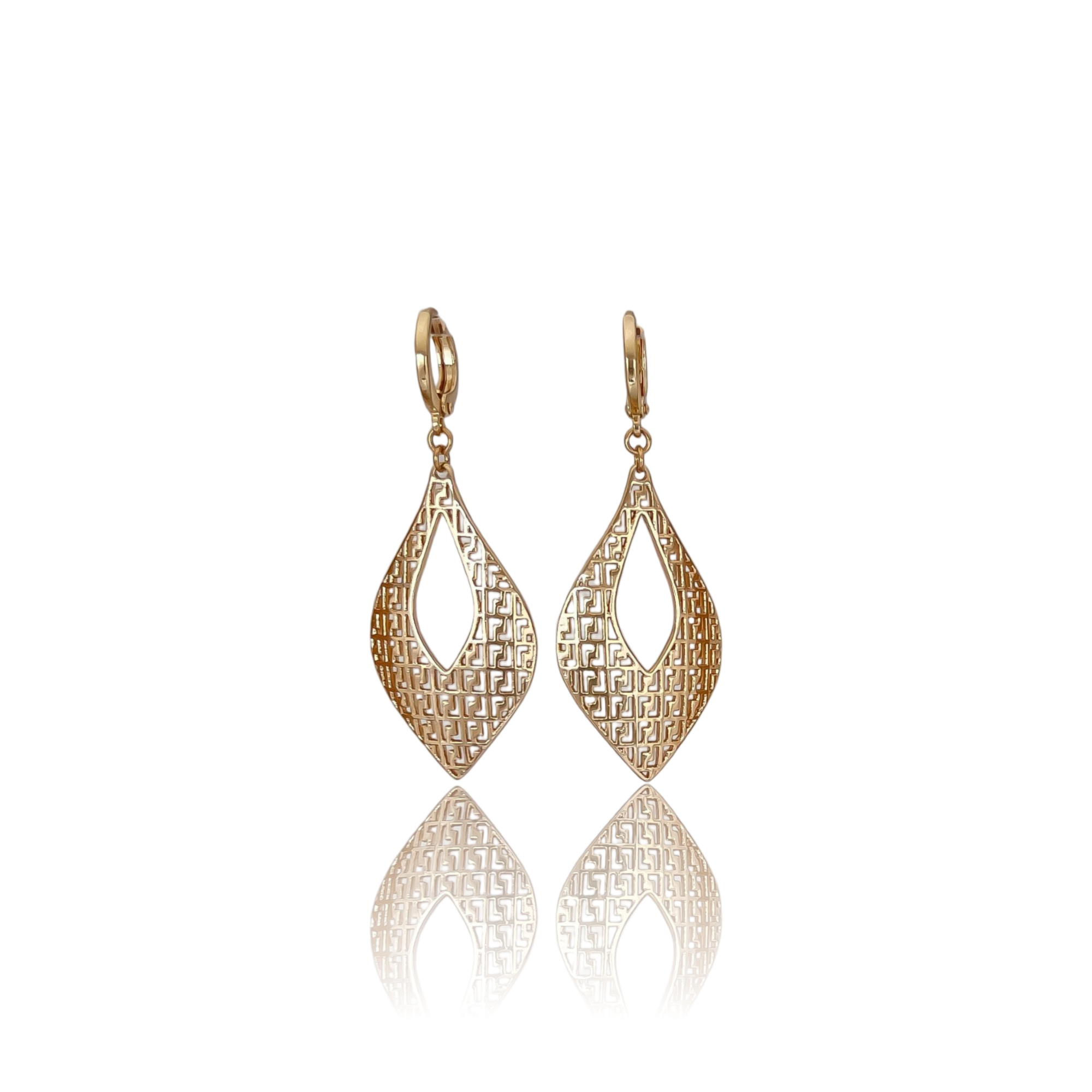 20260809194918630 گوشواره حلقه ای آویز برگ طرح طلا ژوپینگ