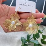 گوشواره عصایی گل و مروارید طرح زارا 15