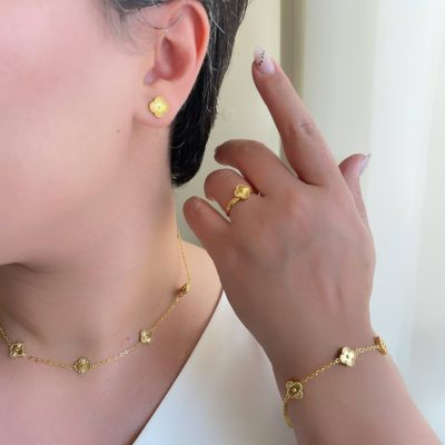 سرویس کامل ونکلیف طلایی گل ریز استیل