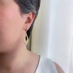 گوشواره حلقه ای آویز برگ طرح طلا ژوپینگ