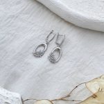گوشواره کلیپسی با آویز حلقه گل نگیندار ژوپینگ