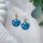گوشواره میناکاری صدف آبی و فیروزه ای استیل