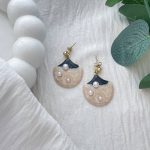 گوشواره میناکاری صدف مشکی و سفید استیل