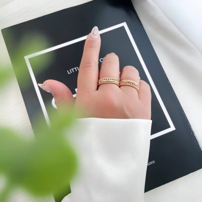 انگشتر پرتوفینو چهار حلقه مینیمال ژوپینگ