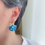 گوشواره میناکاری صدف آبی و فیروزه ای استیل