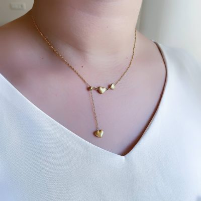 گردنبند Y با آویز قلب آینه ای استیل