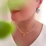 گردنبند مهره ای آبی مات با آویز عروس دریایی