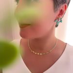 گردنبند مهره ای فیروزه ای با پولکی طلایی