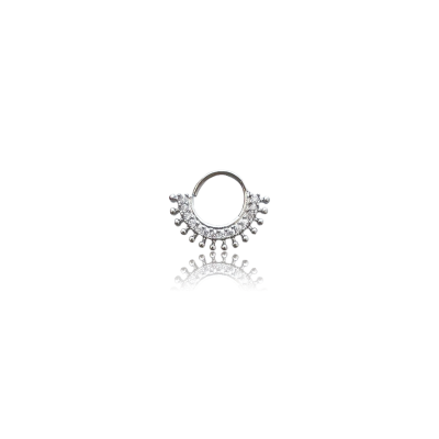 پیرسینگ گوش جواهری حلقه ای نگیندار طرح 1 استیل